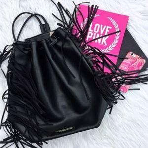 Victoria's Secret Black Fringe Backpack